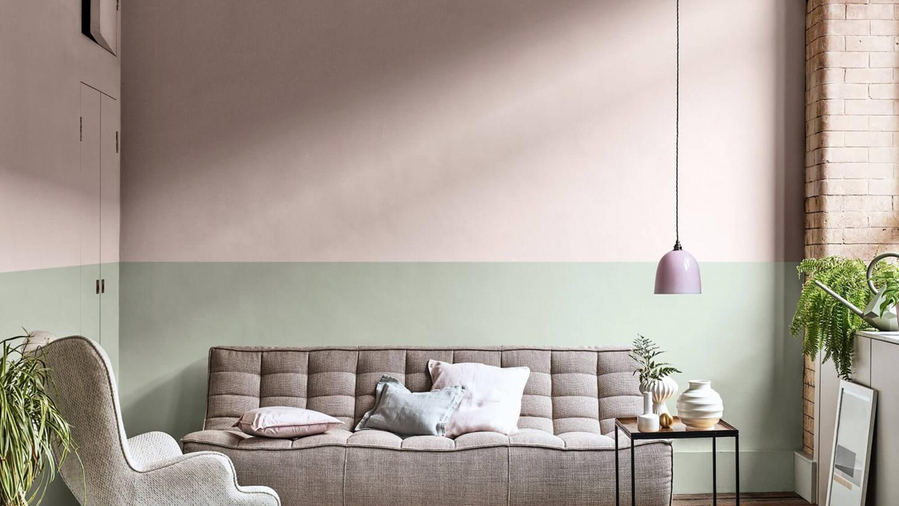 two tone wall living room